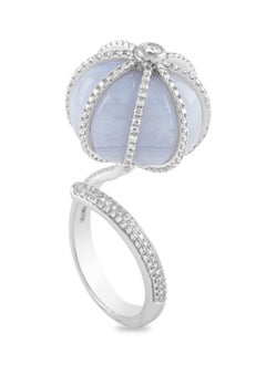 18 Karat White Gold Lavender Agate and Diamond Cocktail Ring