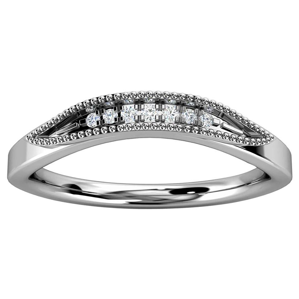 For Sale:  18 Karat White Gold Lille Curved Milgrain Diamond Ring