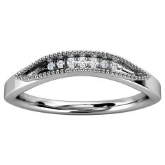 18 Karat Weißgold Ring mit geschwungenem Milgrain-Diamant