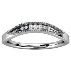 18 Karat White Gold Lille Curved Milgrain Diamond Ring