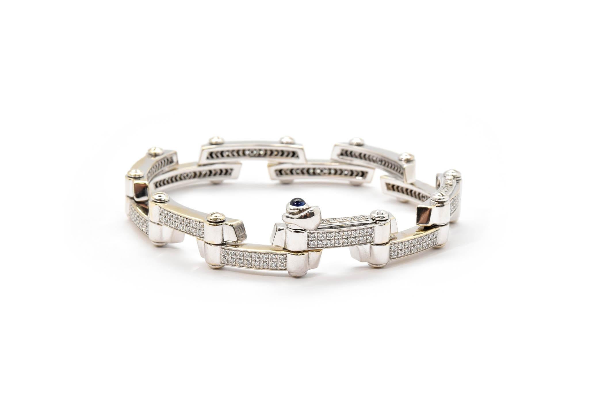 Contemporary 18 Karat White Gold Limited Edition Charriol 2.00 Carat Diamond Bracelet