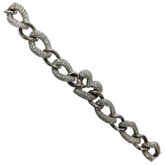 18 Karat White Gold Link Bracelet with Diamonds