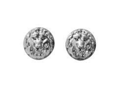 18 Karat White Gold Lion Earrings