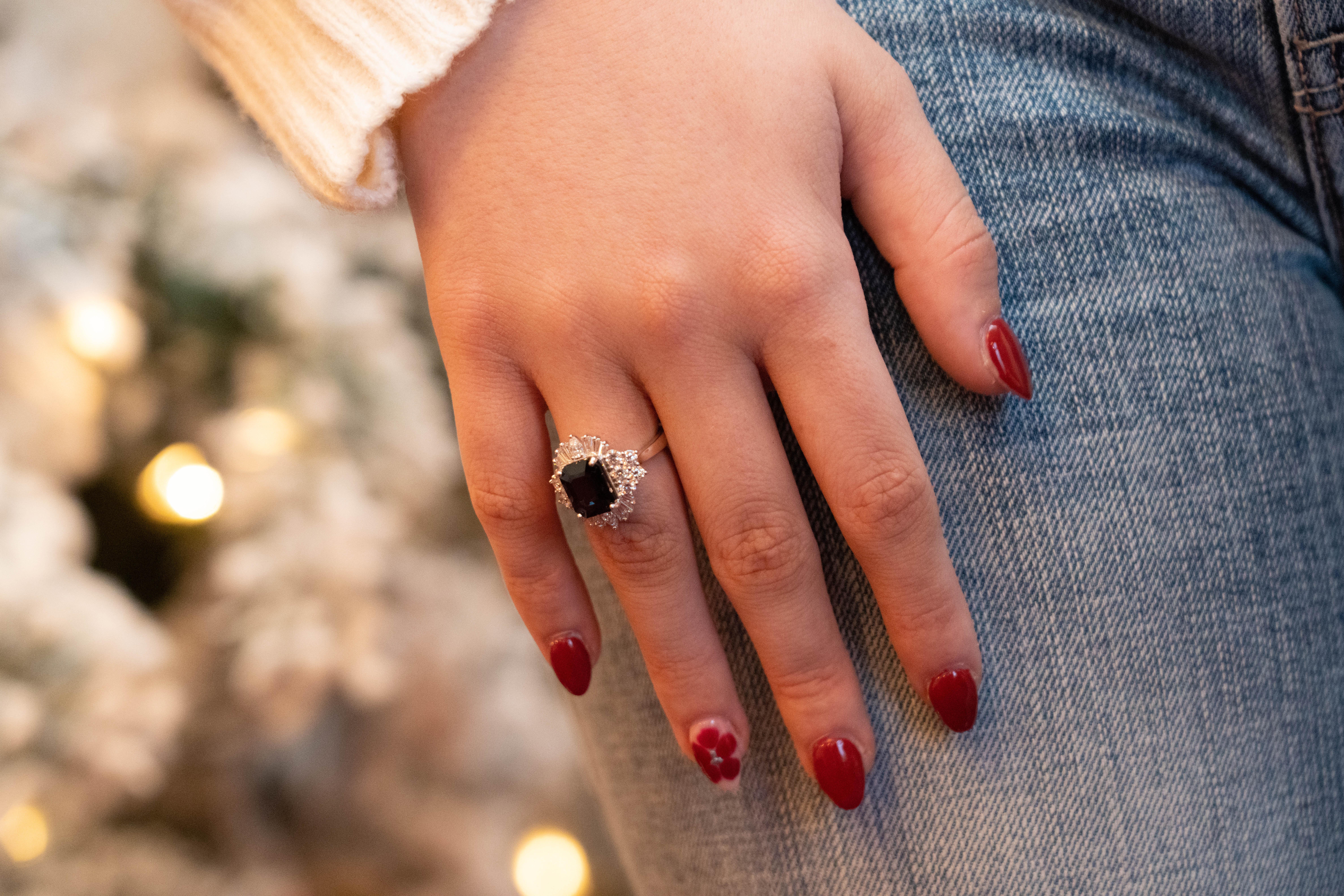 GIA Certified 18k LOLA Deco Inspired Black Spinel and Diamond Ring For Sale 1