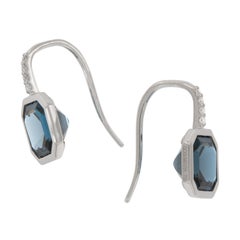 18 Karat White Gold London Blue Topaz Gossip Collection Earrings by Goshwara