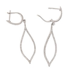 18 Karat White Gold Long 0.77 Cttw Diamond Dangle Earrings