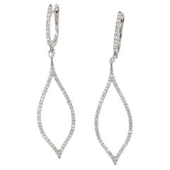 18 Karat White Gold Long 0.77 Cttw Diamond Dangle Earrings