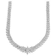 18 Karat White Gold Marquise Cut Diamond Collar Necklace