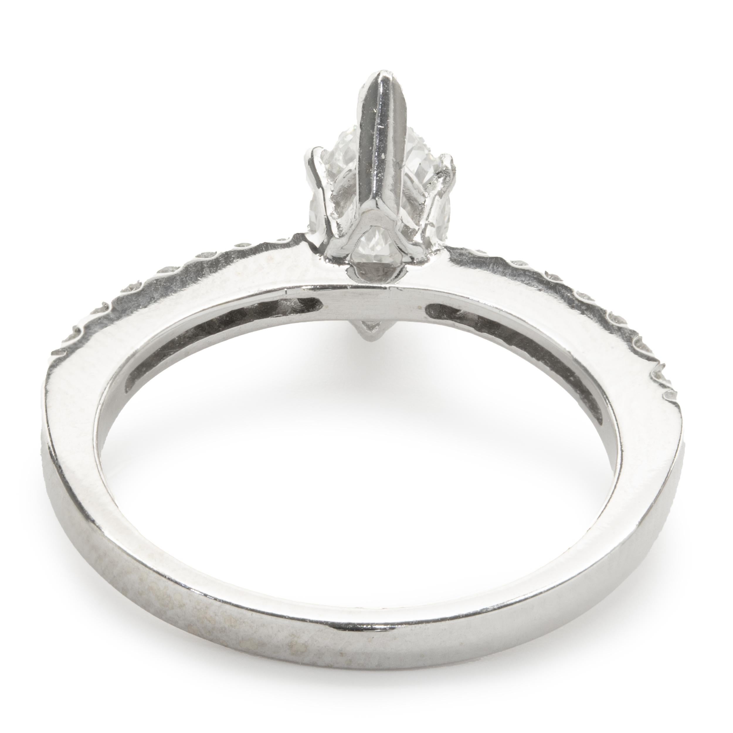 18 Karat White Gold Marquise Cut Diamond Engagement Ring In Excellent Condition For Sale In Scottsdale, AZ