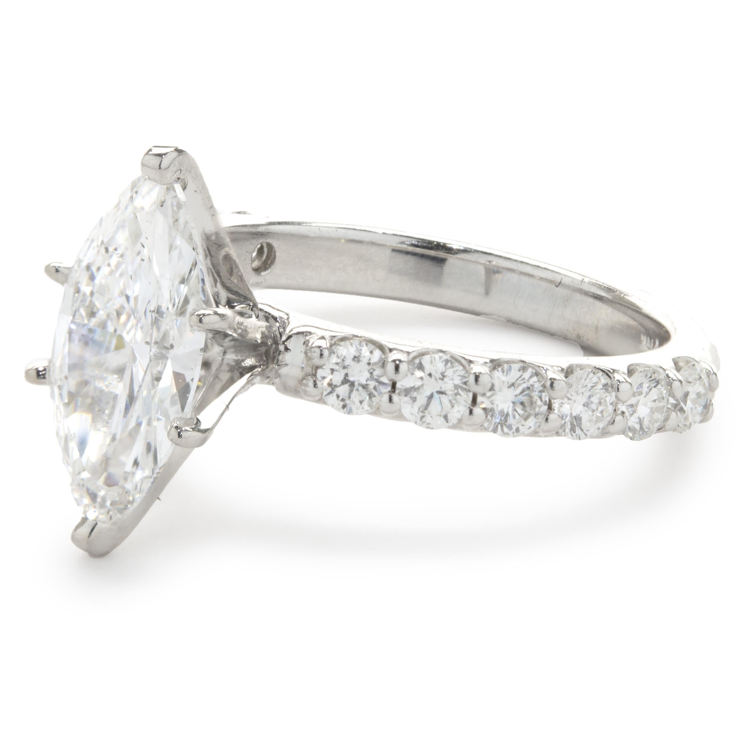Women's 18 Karat White Gold Marquise Cut Diamond Engagement Ring