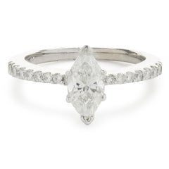 Used 18 Karat White Gold Marquise Cut Diamond Engagement Ring