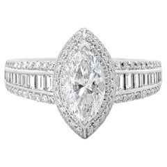 18 Karat White Gold Marquise Cut Diamond Engagement Ring
