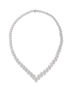 Collier de diamants taille marquise en or blanc 18 carats 15,22 carats