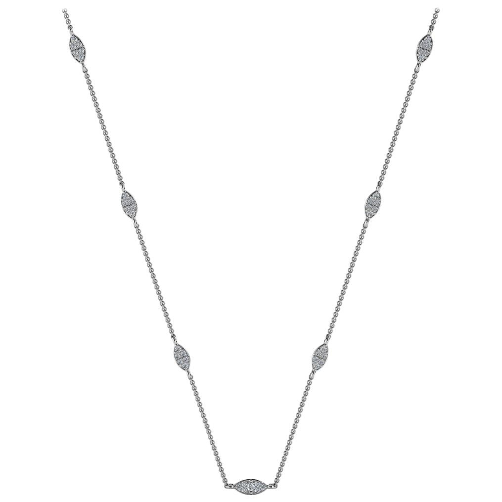 18 Karat White Gold Marquise Diamond Necklace '1/3 Carat' For Sale