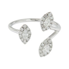 18 Karat White Gold Marquise Halo Diamond Fashion Ring