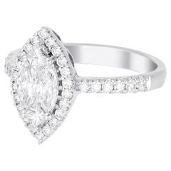 18 Karat White Gold Marquise Illusion Diamond wedding Ring