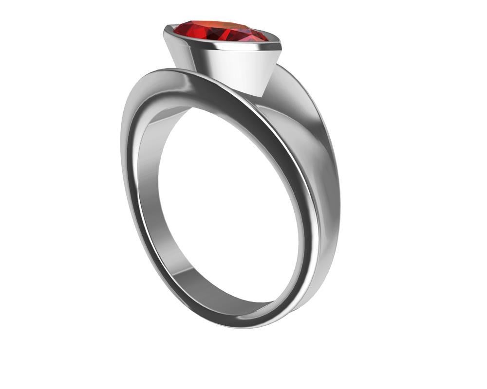 For Sale:  18 Karat White Gold Marquise Ruby 1.1 Carat Sculpture Ring 10