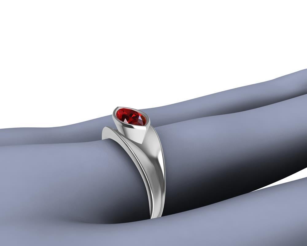 For Sale:  18 Karat White Gold Marquise Ruby 1.1 Carat Sculpture Ring 12