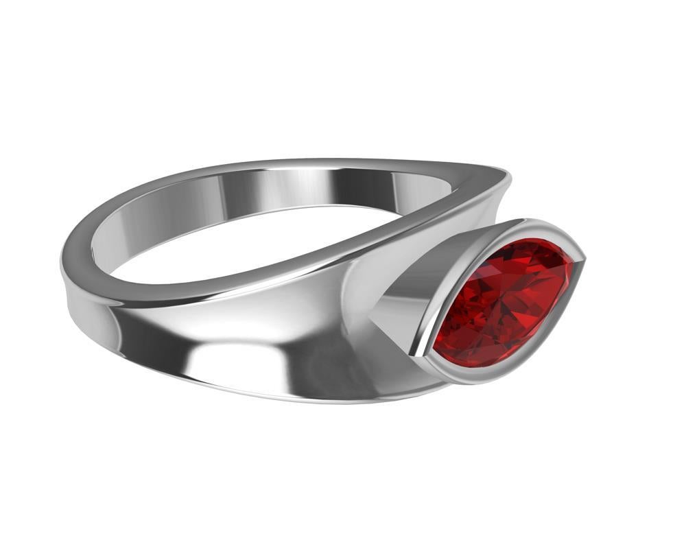 For Sale:  18 Karat White Gold Marquise Ruby 1.1 Carat Sculpture Ring 2