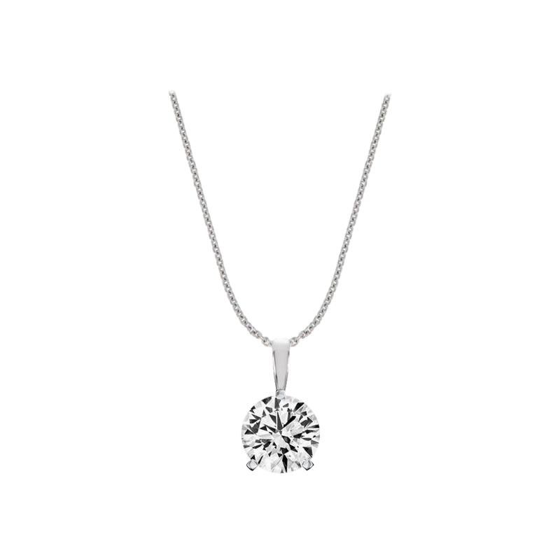 18 Karat White Gold Martini 3 Prongs Natural Diamond Pendant '1 1/2 Carat' For Sale