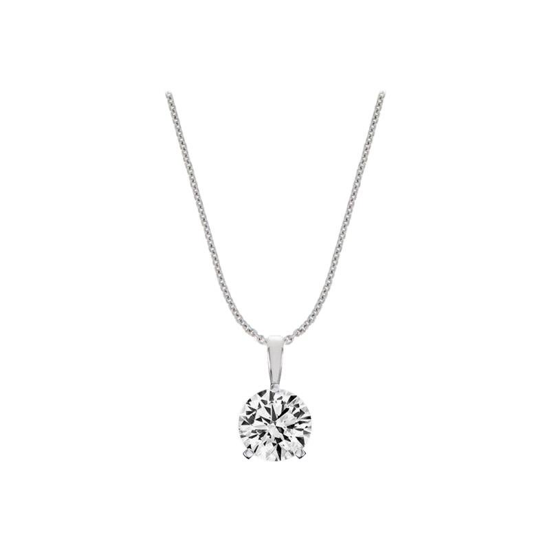 Pendentif Martini en or blanc 18 carats à 3 griffes avec diamants naturels de 1 carat