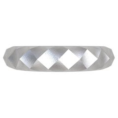 18 Karat White Gold Matte Mens Rhombus Wedding Band