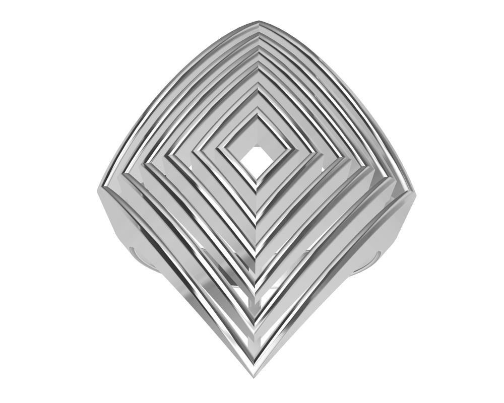 For Sale:  18 Karat White Gold Men's 10.5 Rhombus Rows Ring 9