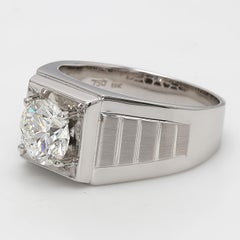 18 Karat White Gold Men's Diamond Signet Style Ring with 2.02 Total Carat Weight