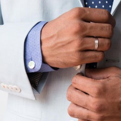 Alessa Men's Line Wedding Band 18 Karat White Gold Men's Collection