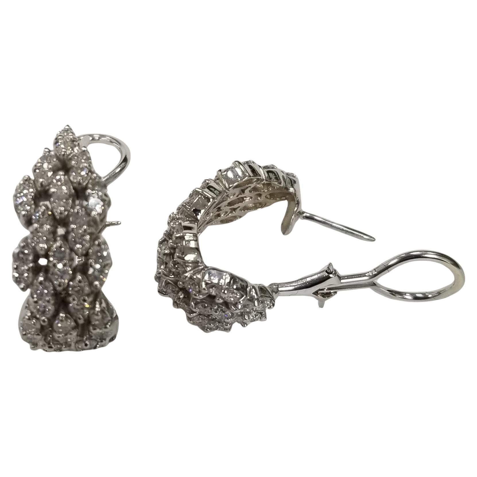 Pendientes de diamantes en forma de aro "Malla" de oro blanco de 18 quilates 3,25 quilates