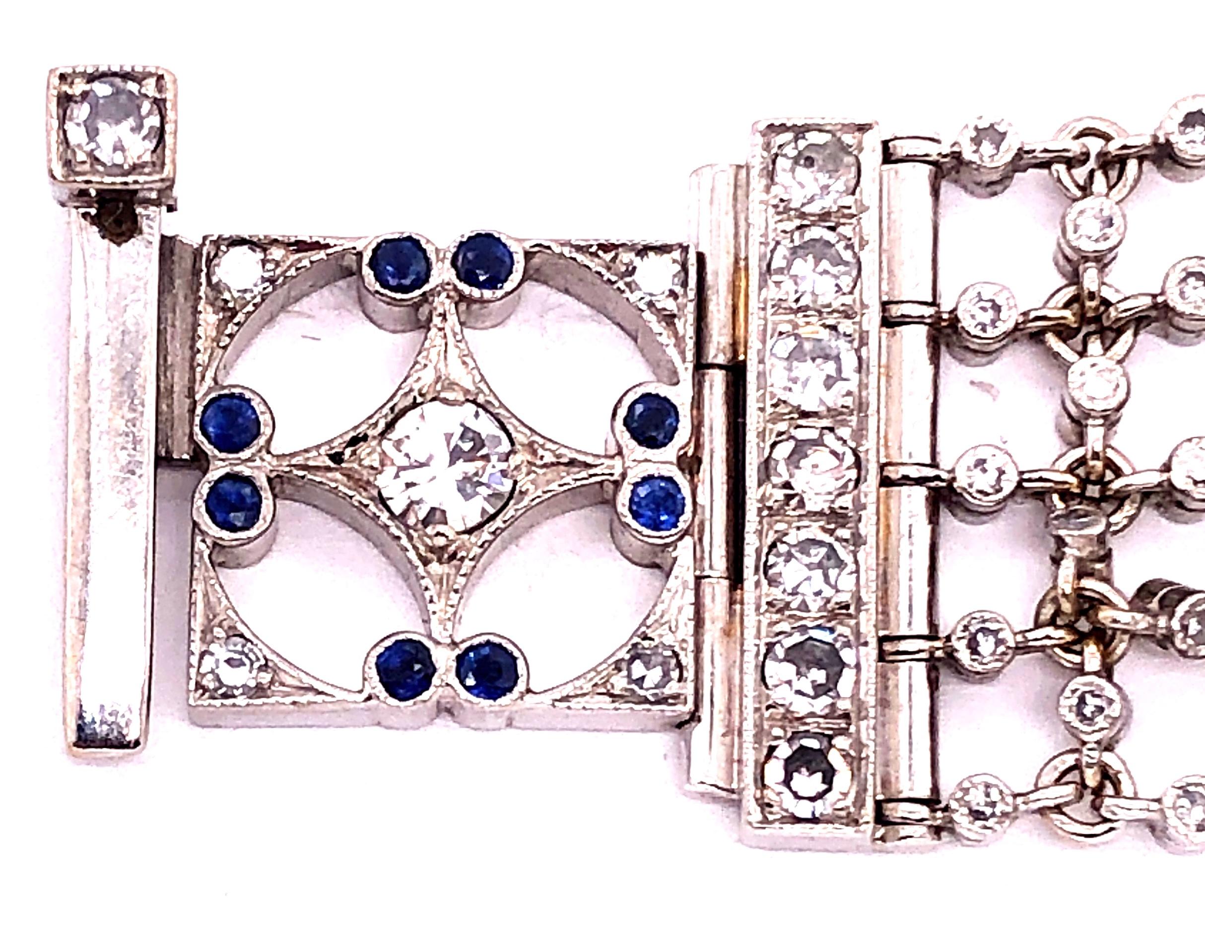 18 Karat White Gold Mesh Sapphire and Diamond Lace Bracelet 6