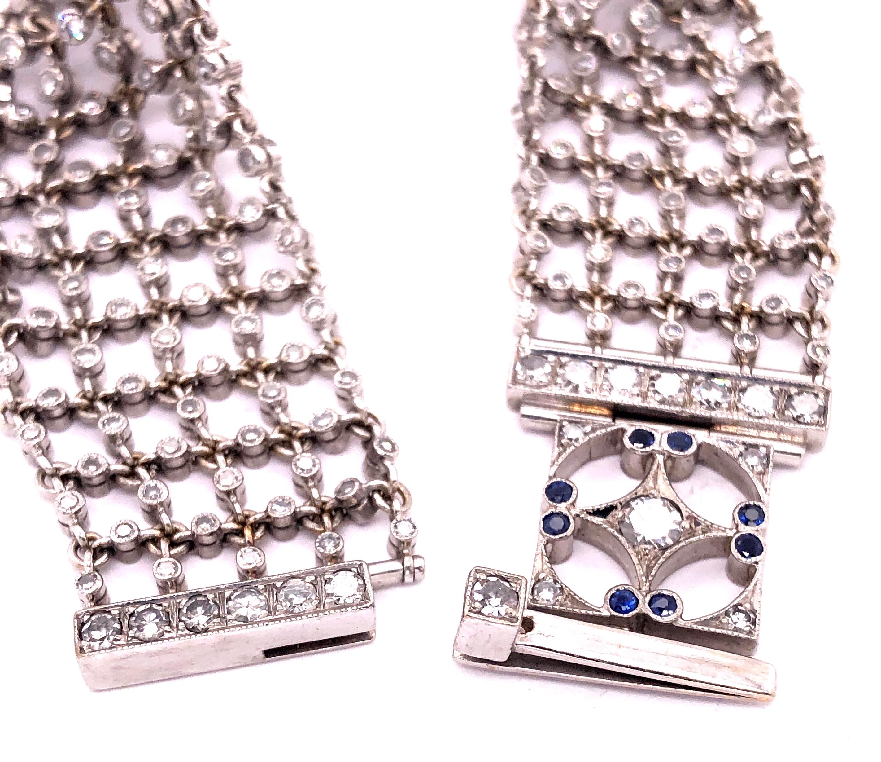 18 Karat White Gold Mesh Sapphire and Diamond Lace Bracelet 7