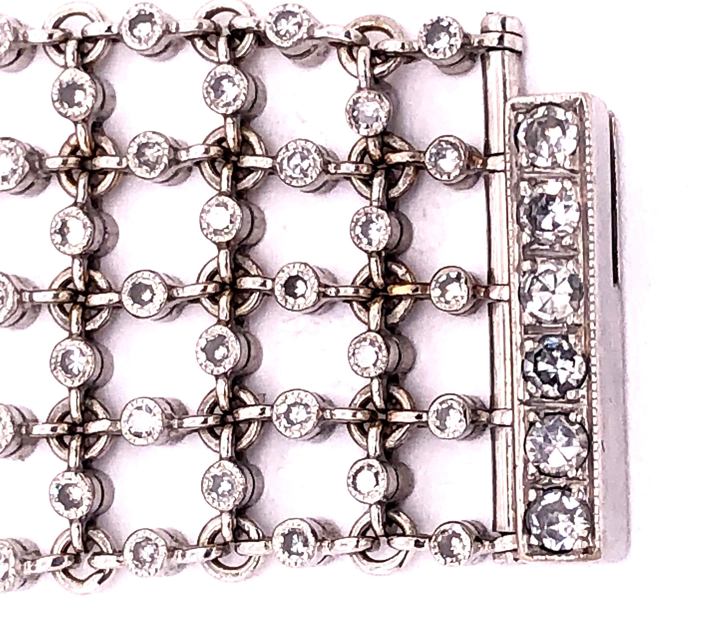 18 Karat White Gold Mesh Sapphire and Diamond Lace Bracelet 1