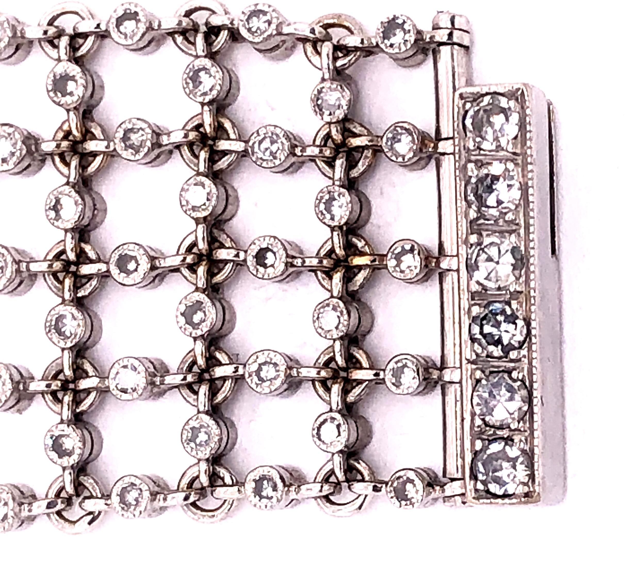 18 Karat White Gold Mesh Sapphire and Diamond Lace Bracelet For Sale 1