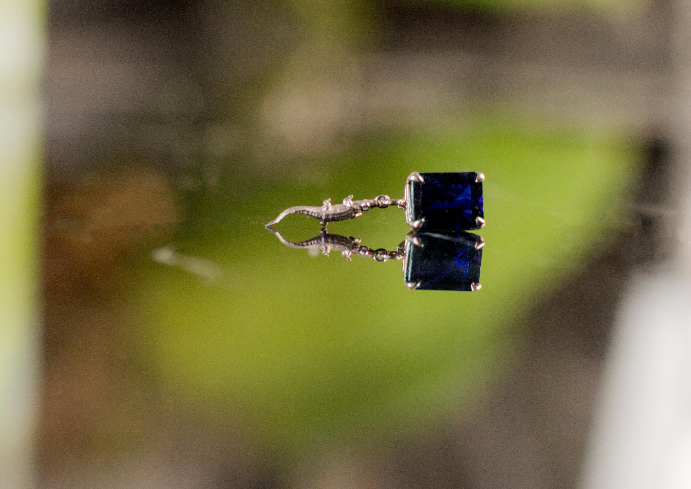 This necklace is made from 18 karat white gold and features a stunning natural dark blue sapphire, measuring 10.8x6 mm with an octagon cut, weighing 3.1 carats.

Designed by Polya Medvedeva, an oil painter from Berlin, the Mesopotamia collection