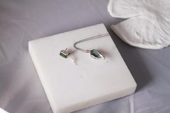 Eighteen Karat White Gold Mesopotamian Paraiba Tourmaline Contemporary Brooch
