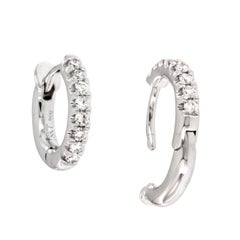 18 Karat White Gold "Micro" Diamond Huggy Hoop Earrings