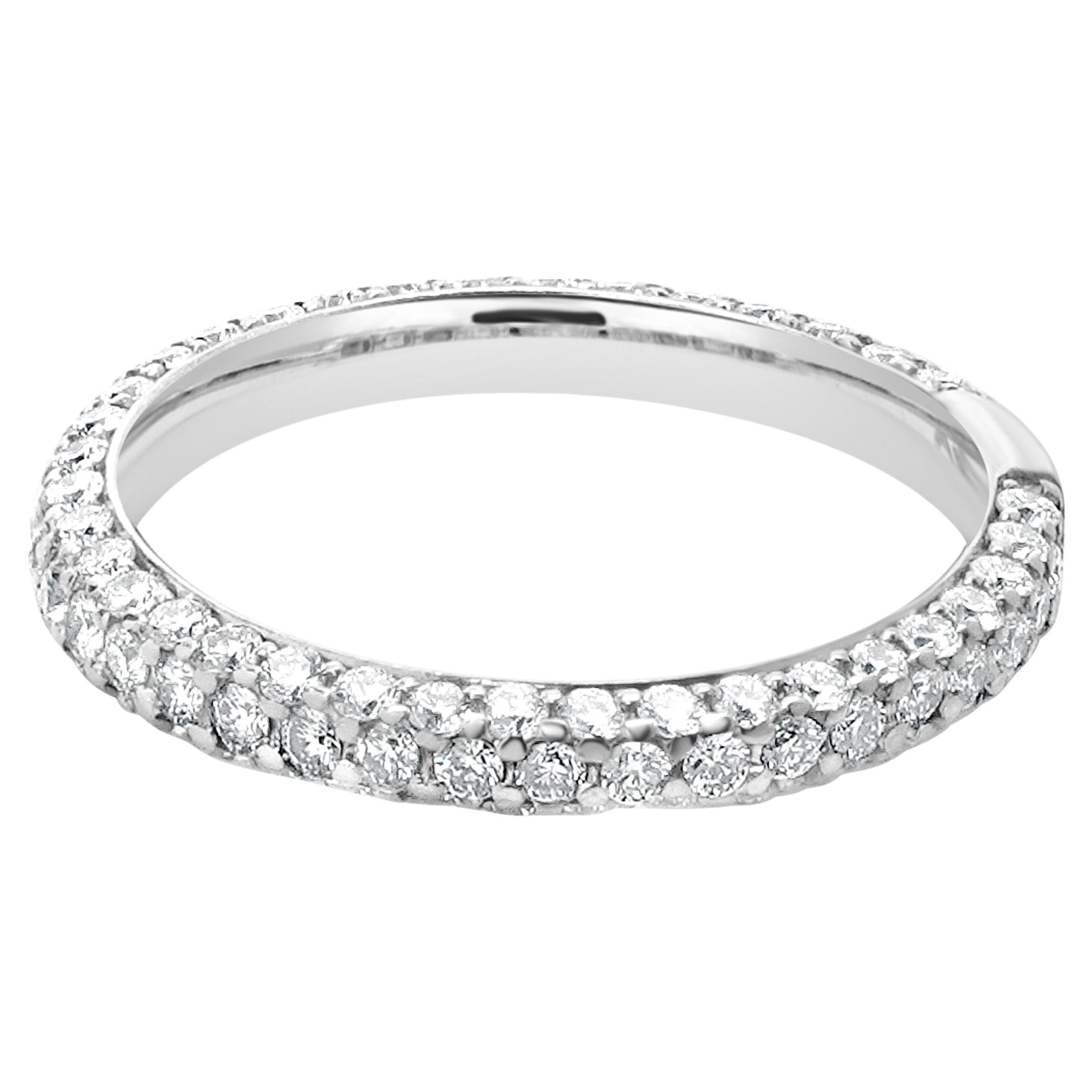 18 Karat White Gold Micro Pave Diamond Band For Sale