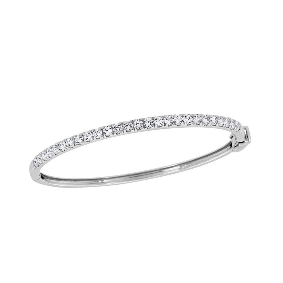 18 Karat White Gold Micro-Prong Diamond Bangle '2 Carat' In New Condition For Sale In San Francisco, CA
