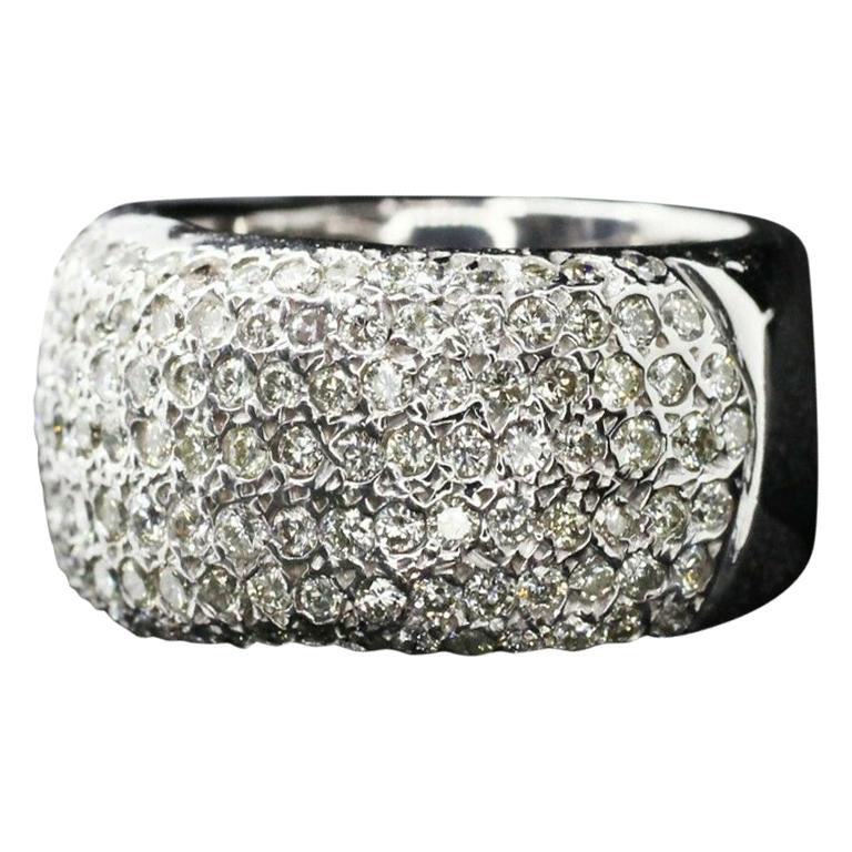 18 Karat White Gold Micropave' Diamond Ring