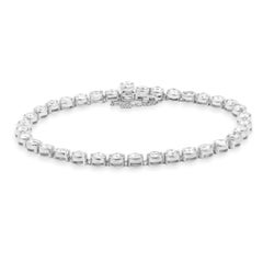 18 Karat White Gold Milgrain Bezel Set Diamond Bracelet