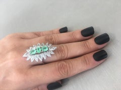 18 Karat White Gold Monan 1.74 Carat Paraiba and 3.37 Carat Diamond Ring