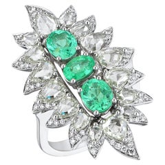 18 Karat White Gold Monan 1.74 Carat Paraiba and 3.37 Carat Diamond Ring