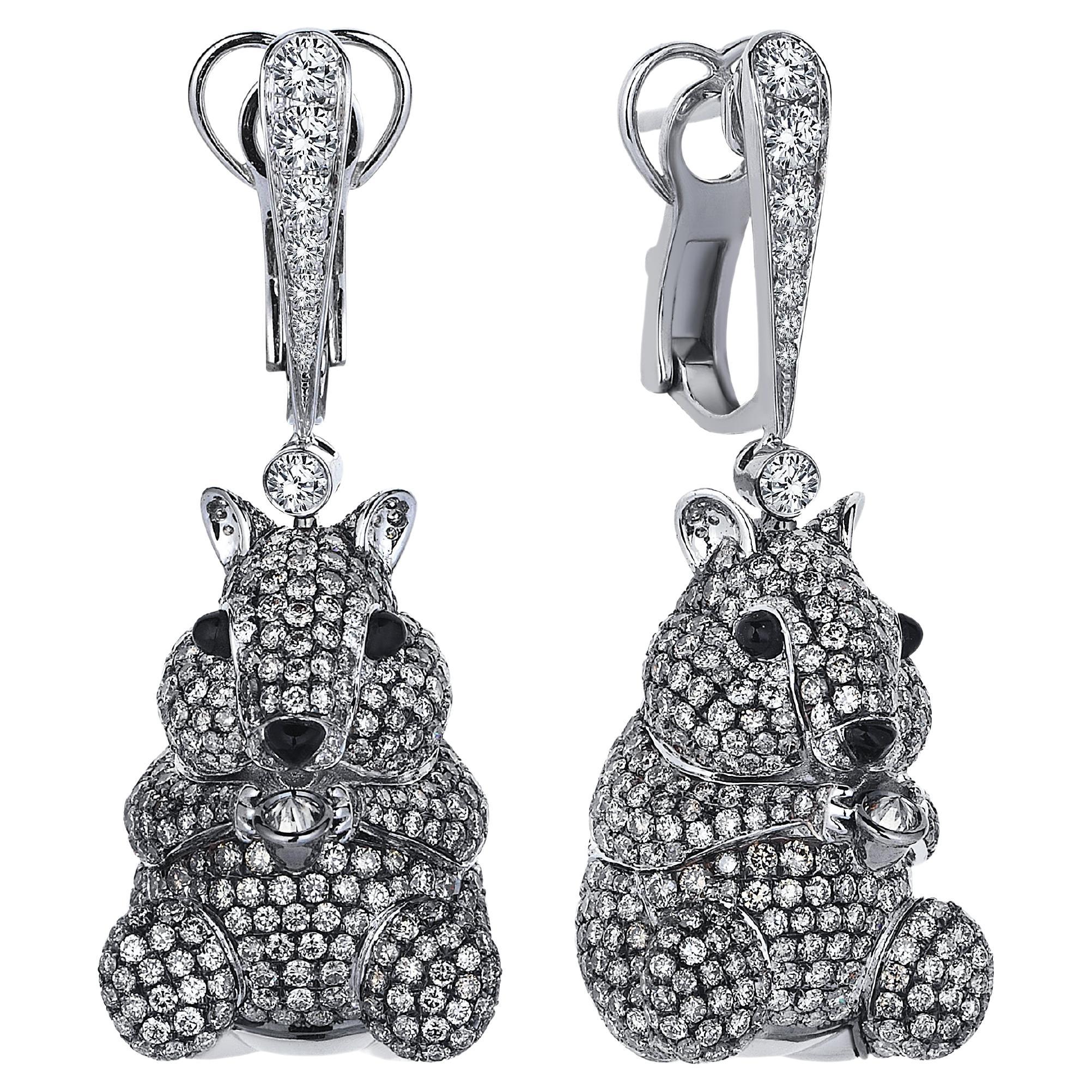 18 Karat White Gold Monan Another World Squirrel Earring For Sale