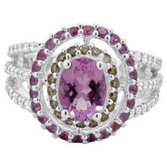 Bague mode en or blanc 18 carats avec Morganite et diamants