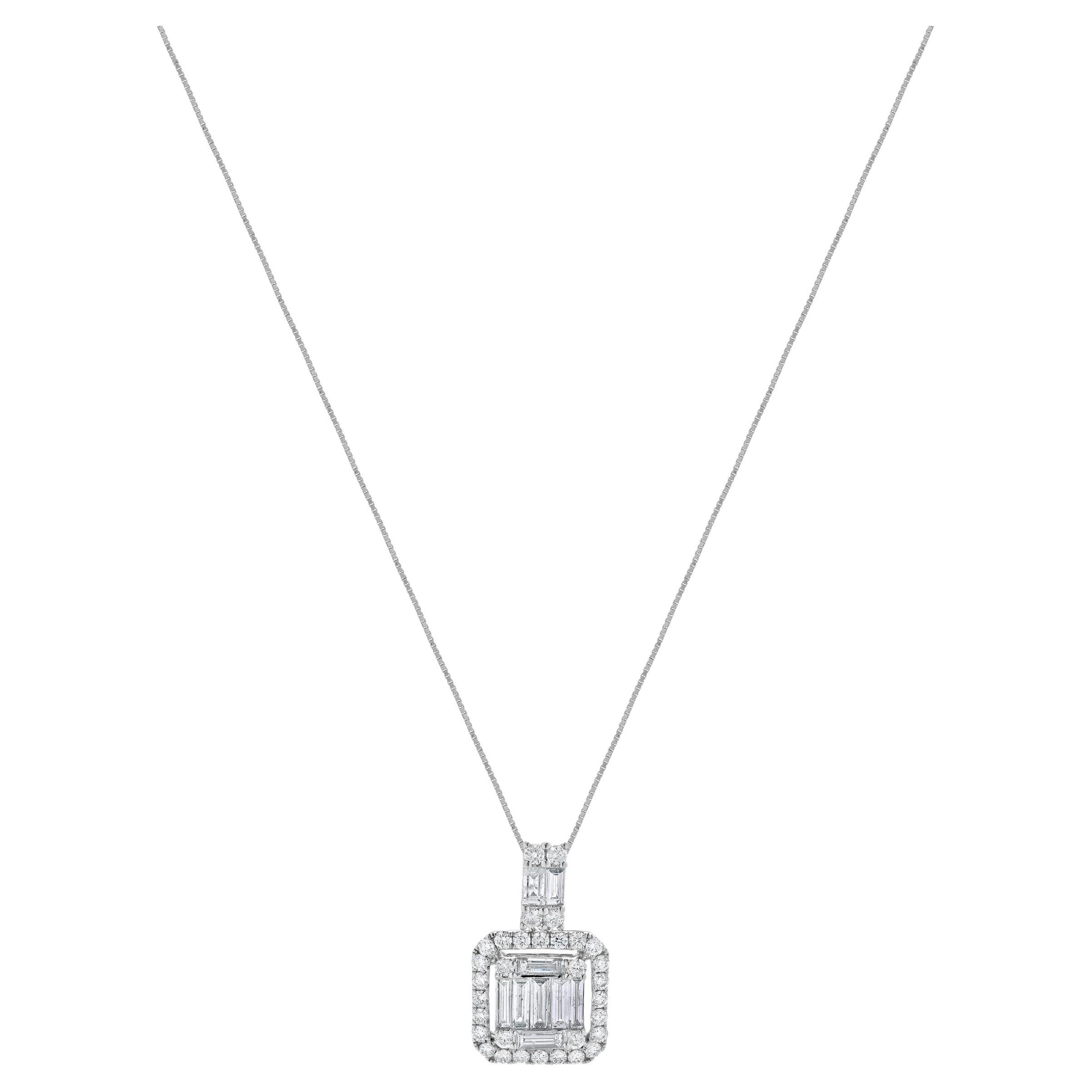 Collana a goccia con diamanti a mosaico in oro bianco 18 carati in vendita