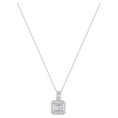 18 Karat White Gold Mosaic Diamond Drop Necklace