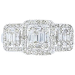 18 Karat White Gold Mosaic Diamond Ring