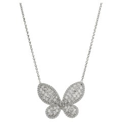 18 Karat White Gold Mosaic Set Diamond Butterfly Necklace 18 Karat White Gold Mosaic Set Diamond Butterfly Necklace