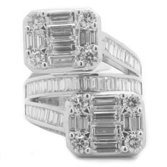 18 Karat White Gold Mosaic Set Diamond Bypass Ring 18 Karat White Gold Mosaic Set Diamond Bypass Ring